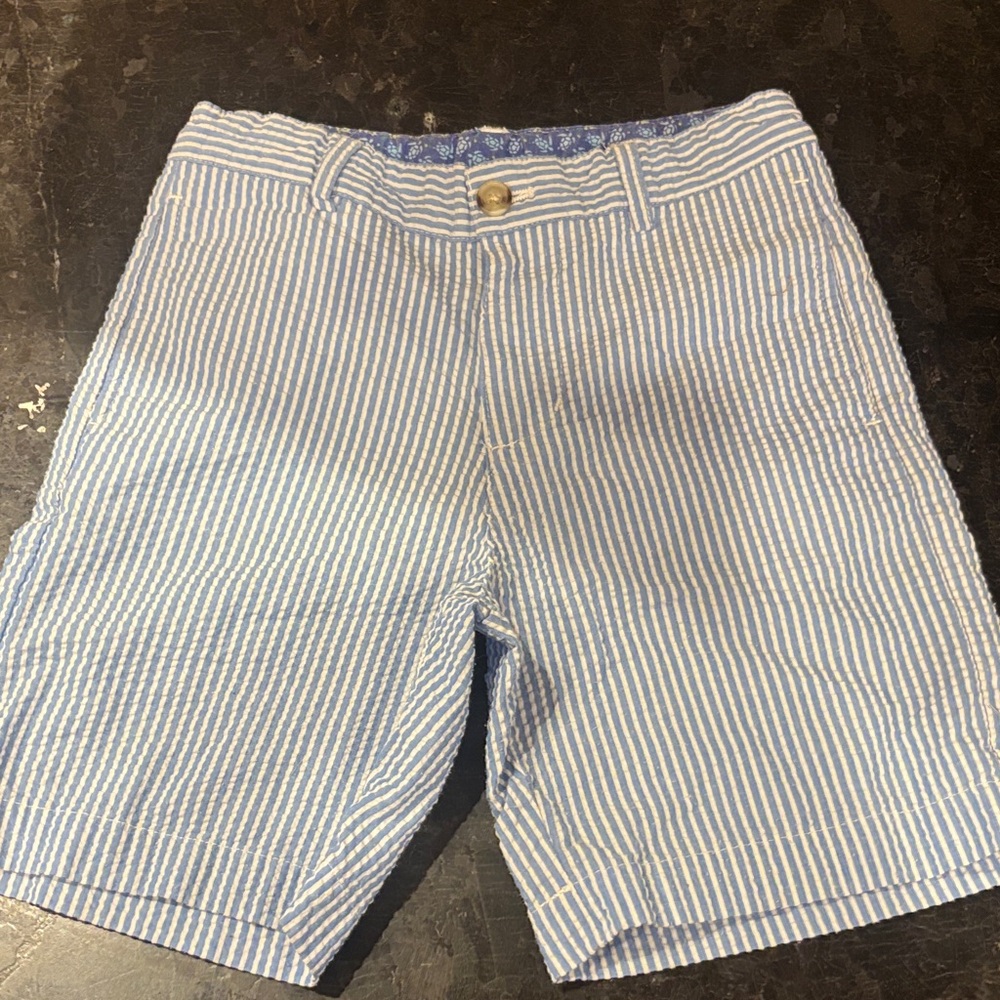 Kids J. Bailey Seersucker Stripe Shorts - Light Blue/Whi